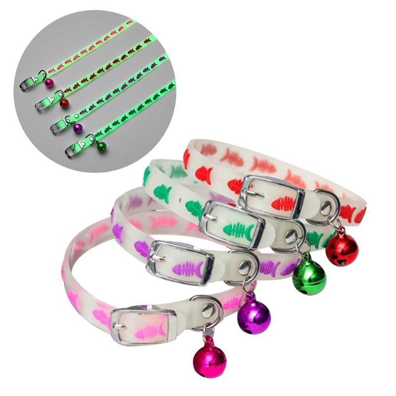 1 Pcs Pet Glowing Collars with Bells Glow At Night Dogs Cats Necklace Light Luminous Neck Ring Accessories